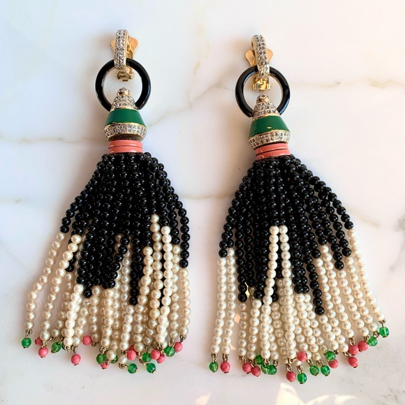 VALENTINO ❌SOLD❌HAUTE COUTURE 6 in TASSEL EARRINGS VINTAGE 1980s SPECTACULAR XXL - Picture 9 of 11